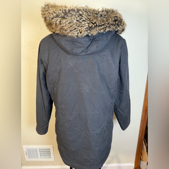 Barbour Carribena Wax Jacket US10 UK14 Black Coat Detachable Fur Fleece Lined - Picture 3 of 14